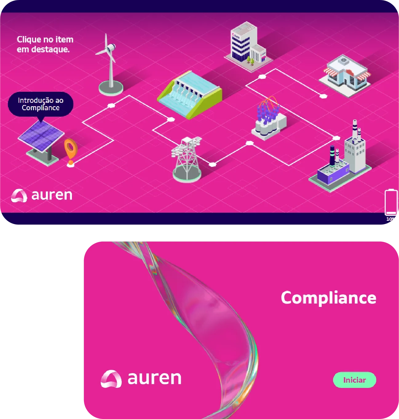 Telas do projeto JORNADA ÉTICA AUREN