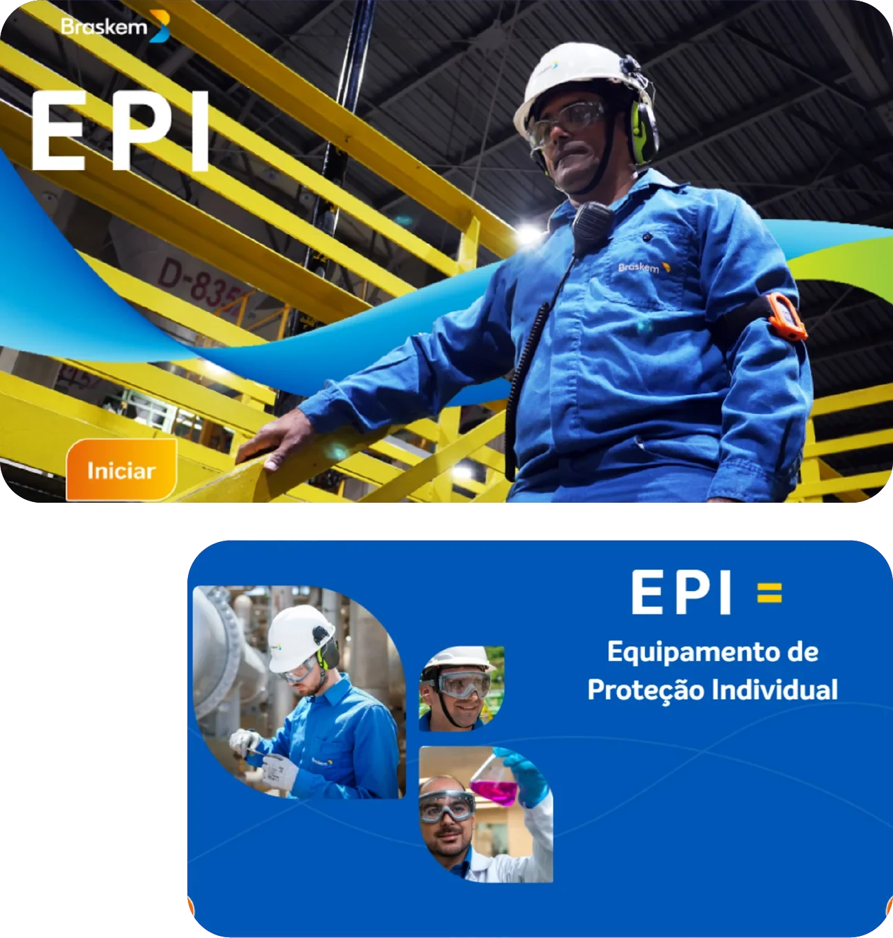 Telas do projeto TREINAMENTO DE EPI BRASKEM