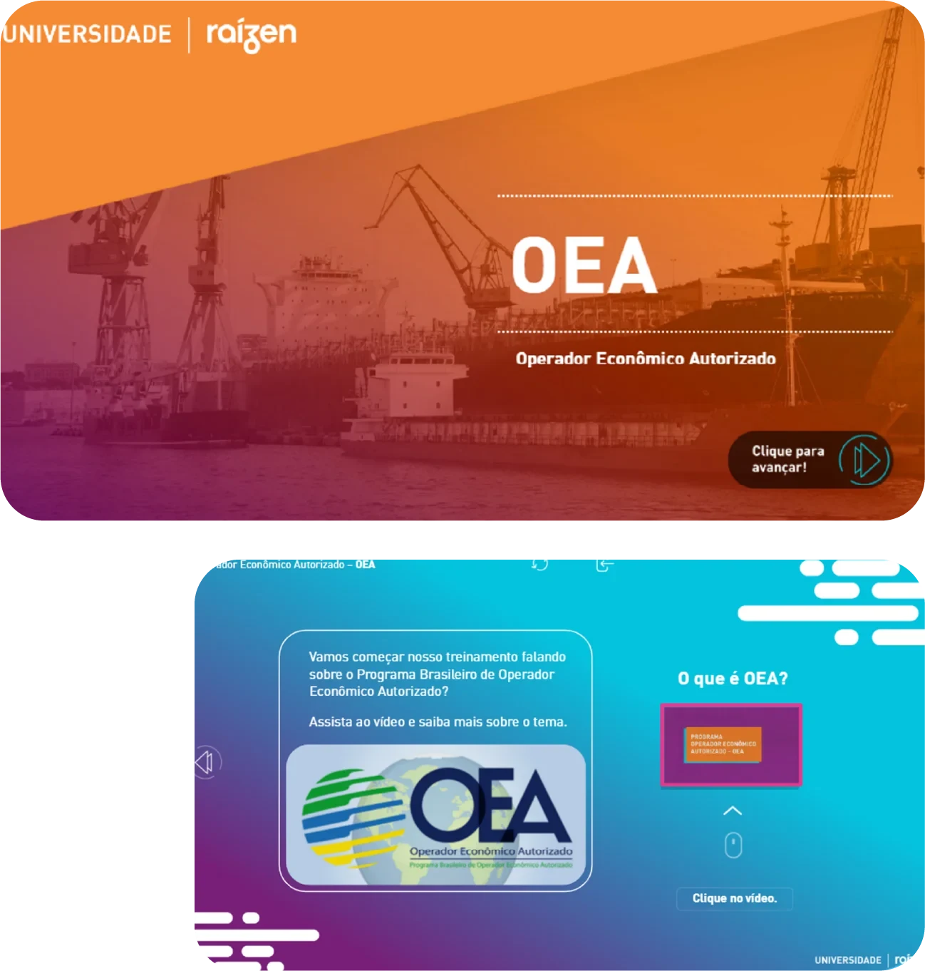 Telas do projeto OEA RAÍZEN