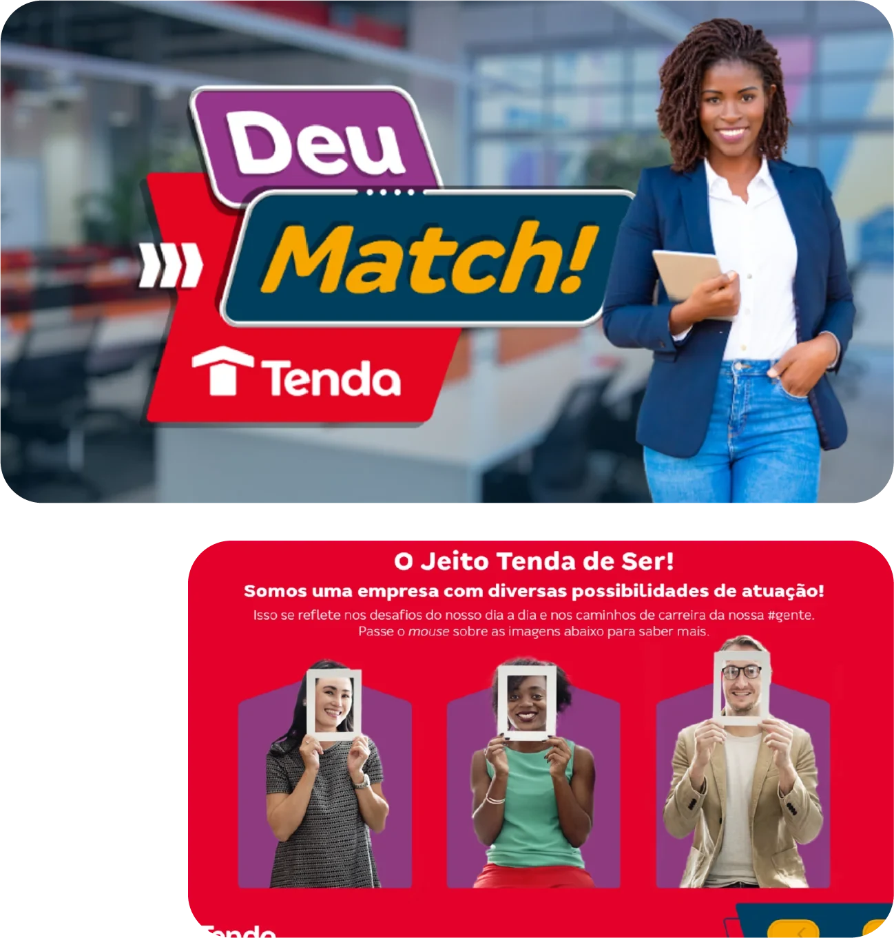 Telas do projeto DEU MATCH TENDA