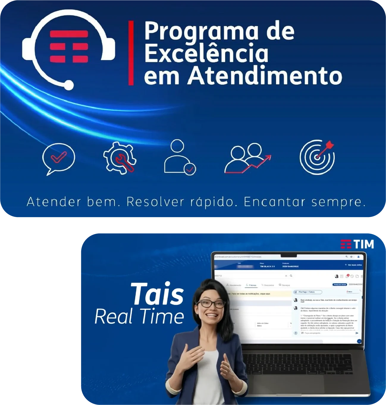 Telas do projeto PROGRAMA DE EXCELÊNCIA EM ATENDIMENTO TIM