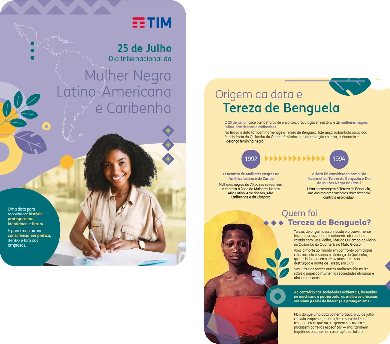 Telas do projeto MULHER NEGRA LATINO-AMERICANA E CARIBENHA TIM