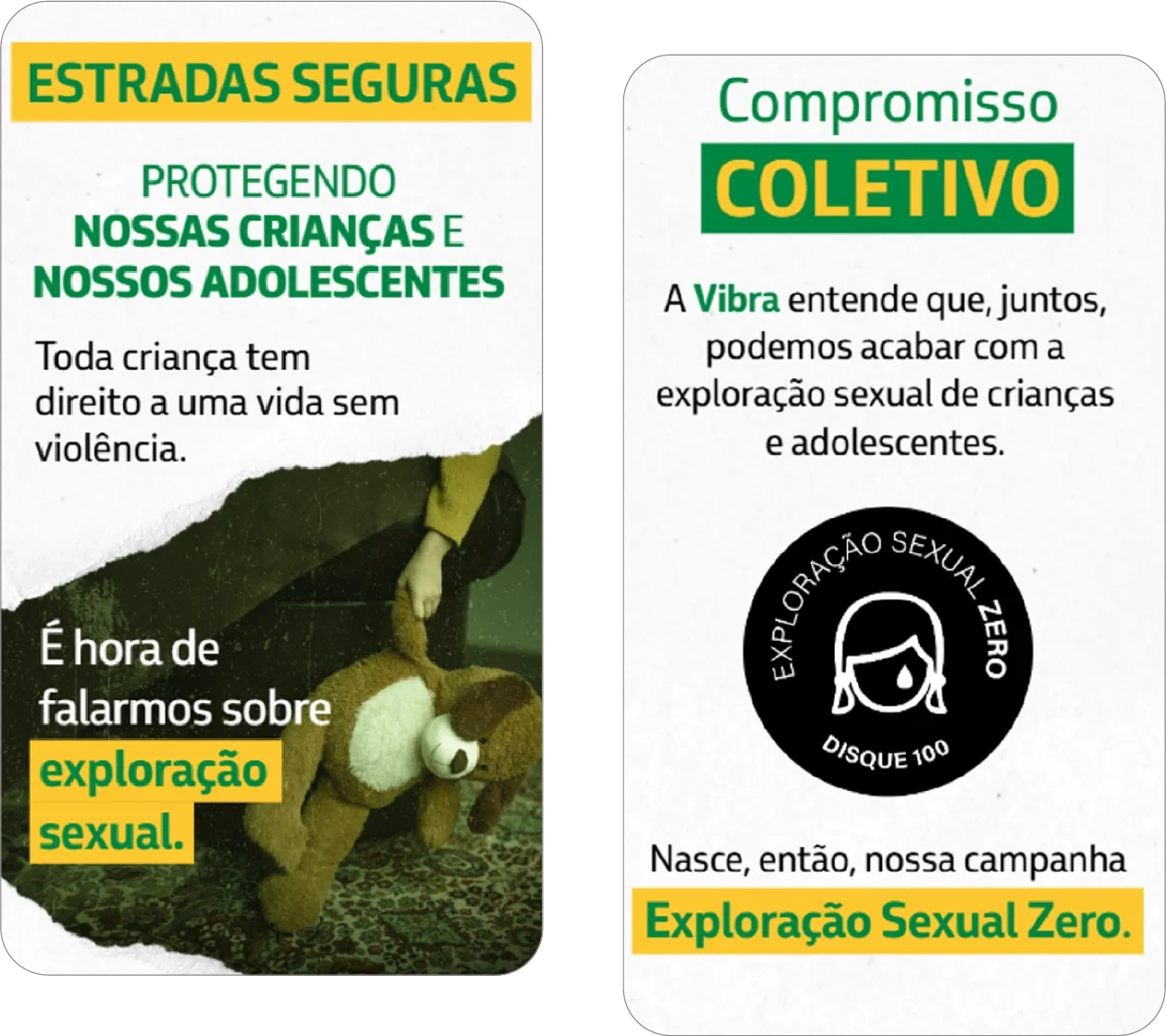 Telas do projeto PROTEÇÃO DE CRIANÇAS E ADOLESCENTES VIBRA